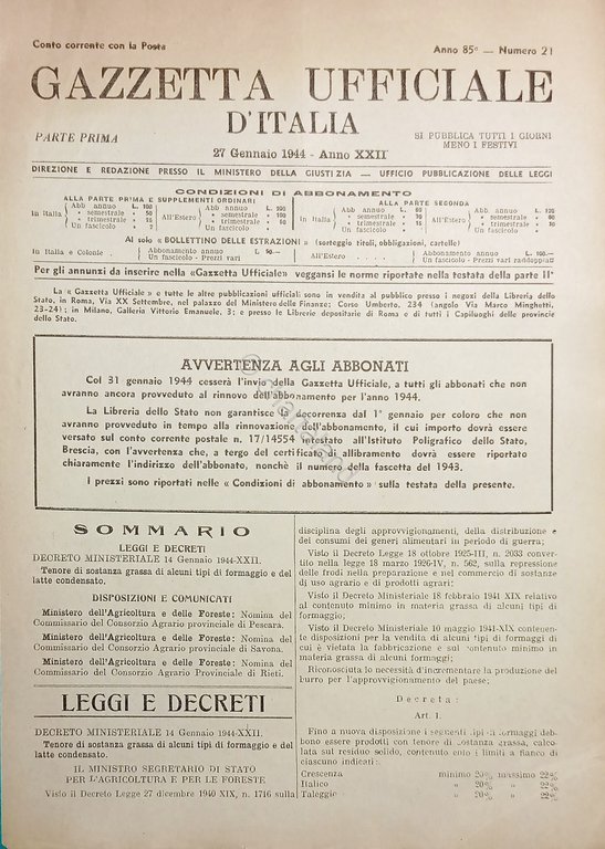 Gazzetta Ufficiale d'Italia N. 21 - 1944