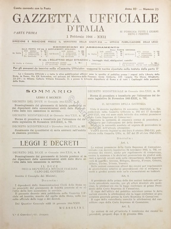 Gazzetta Ufficiale d'Italia N. 25 - 1944