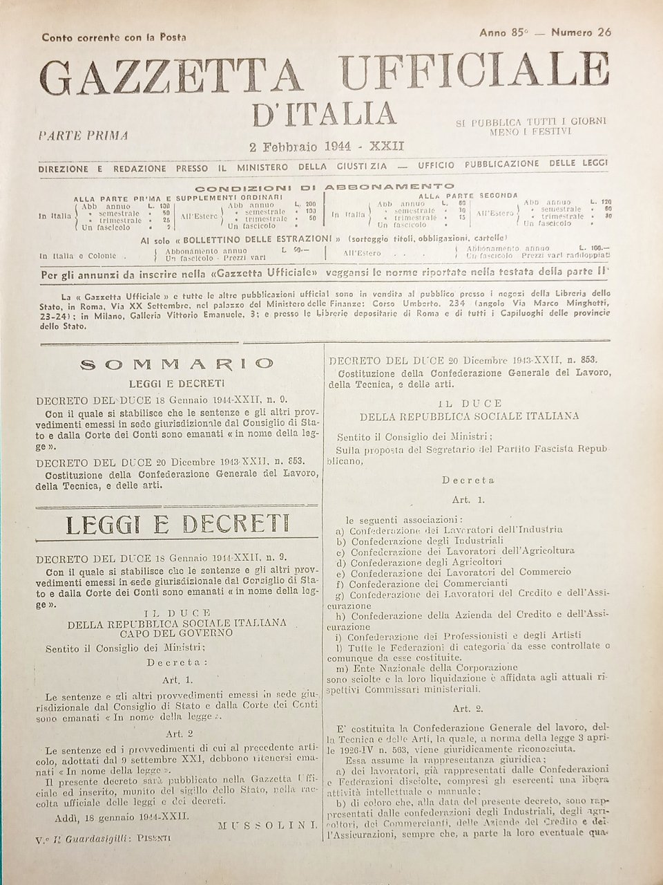 Gazzetta Ufficiale d'Italia N. 26 - 1944