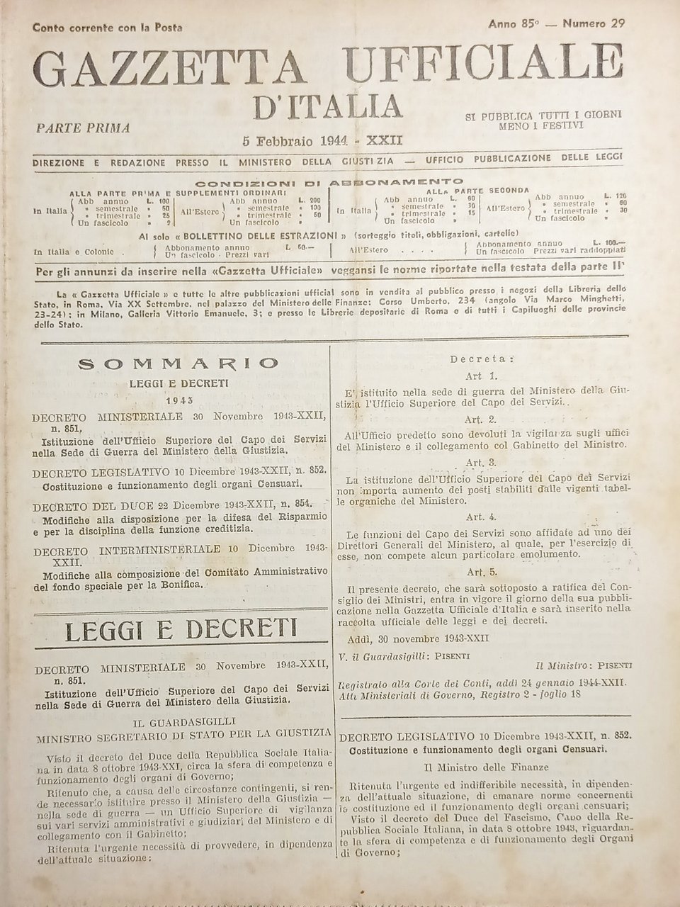 Gazzetta Ufficiale d'Italia N. 29 - 1944