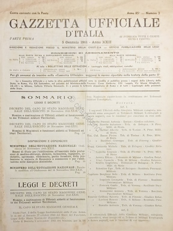 Gazzetta Ufficiale d'Italia N. 3 - 1944