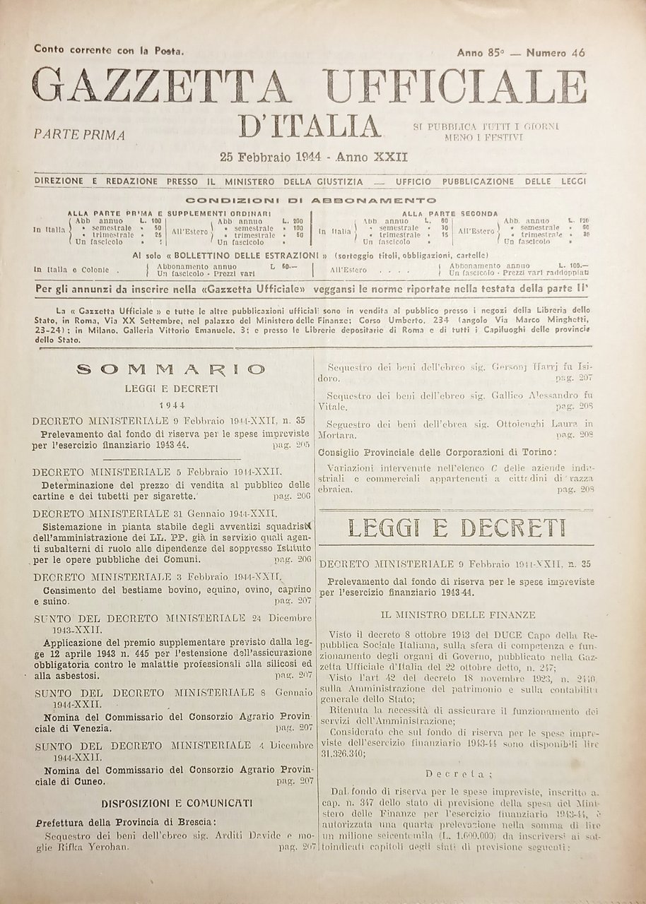 Gazzetta Ufficiale d'Italia N. 46 - 1944
