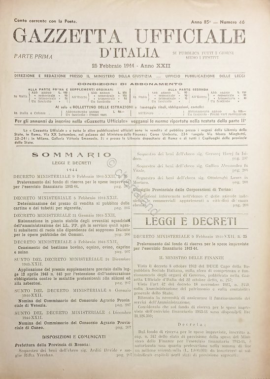 Gazzetta Ufficiale d'Italia N. 46 - 1944