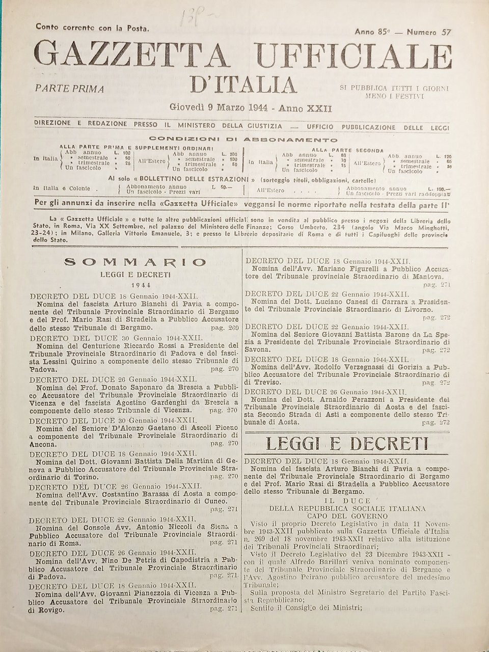 Gazzetta Ufficiale d'Italia N. 57 - 1944