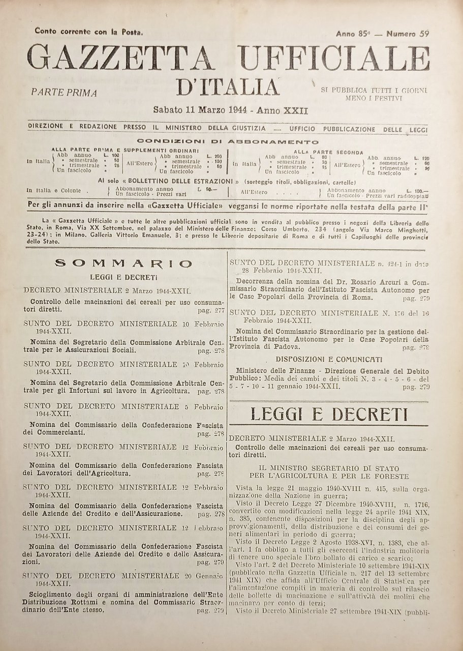 Gazzetta Ufficiale d'Italia N. 59 - 1944