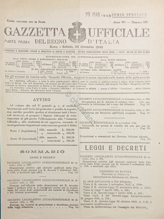 Gazzetta Ufficiale del Regno d'Italia N. 101 - 1944