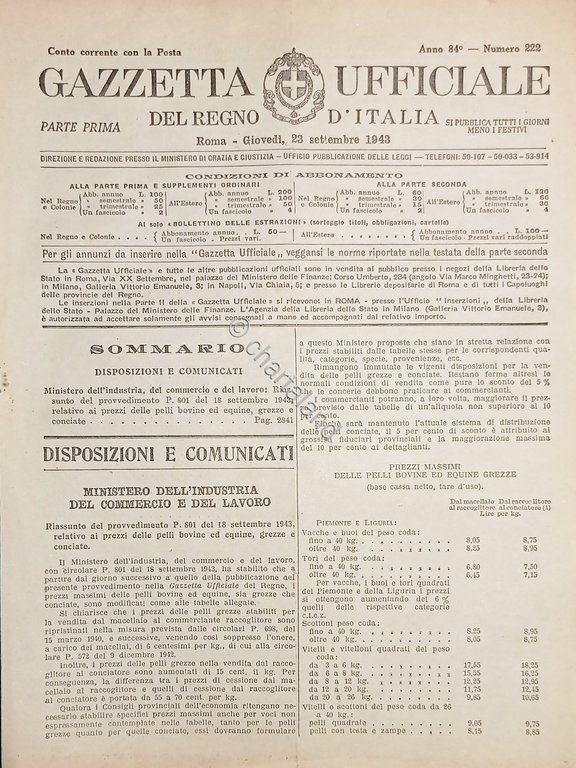 Gazzetta Ufficiale del Regno d'Italia N. 222 - 1943