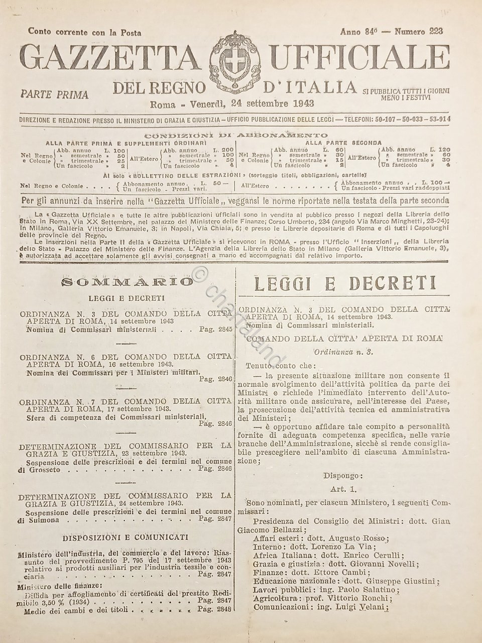Gazzetta Ufficiale del Regno d'Italia N. 223 - 1943