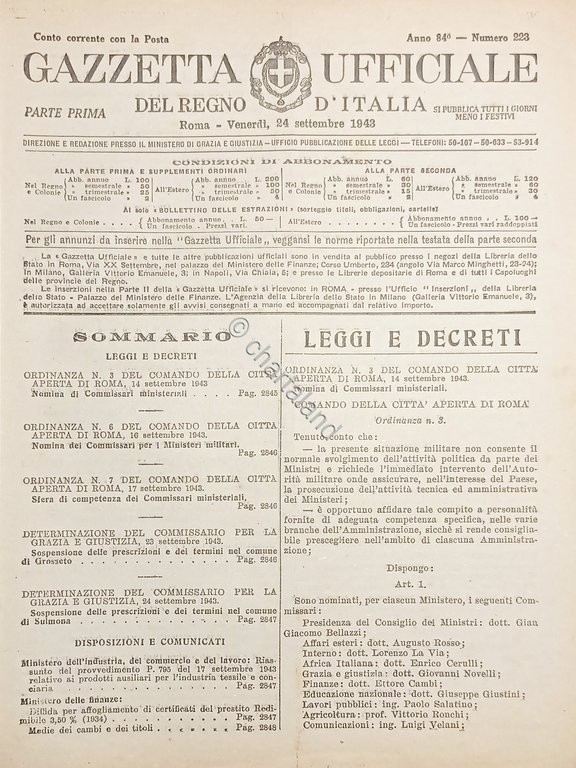 Gazzetta Ufficiale del Regno d'Italia N. 223 - 1943
