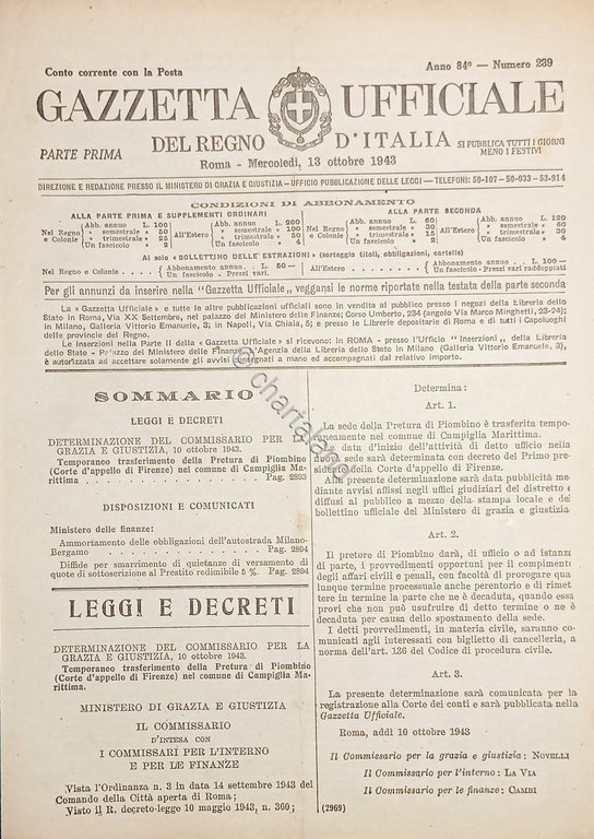 Gazzetta Ufficiale del Regno d'Italia N. 239 - 1943