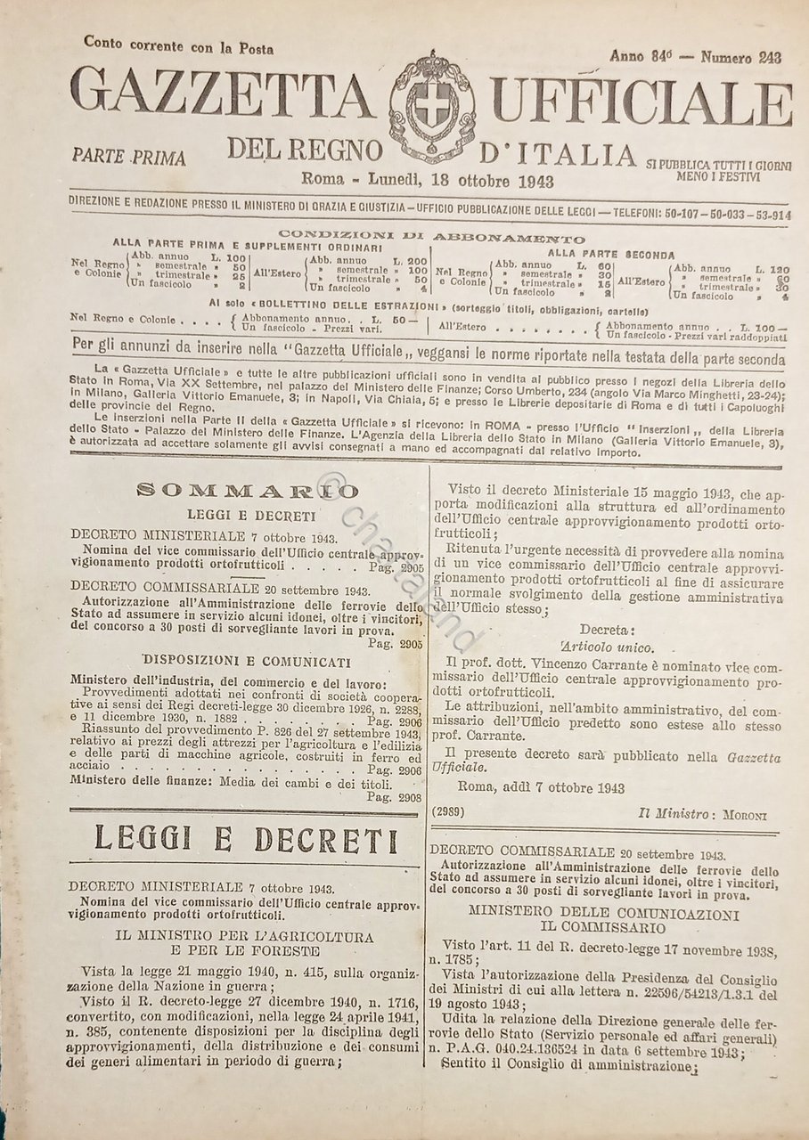 Gazzetta Ufficiale del Regno d'Italia N. 243 - 1943