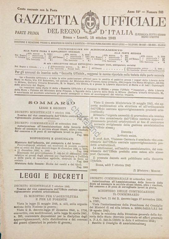 Gazzetta Ufficiale del Regno d'Italia N. 243 - 1943