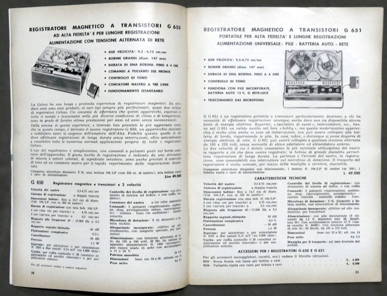Geloso - Estratto dal catalogo generale apparecchi - Inverno 1966 …