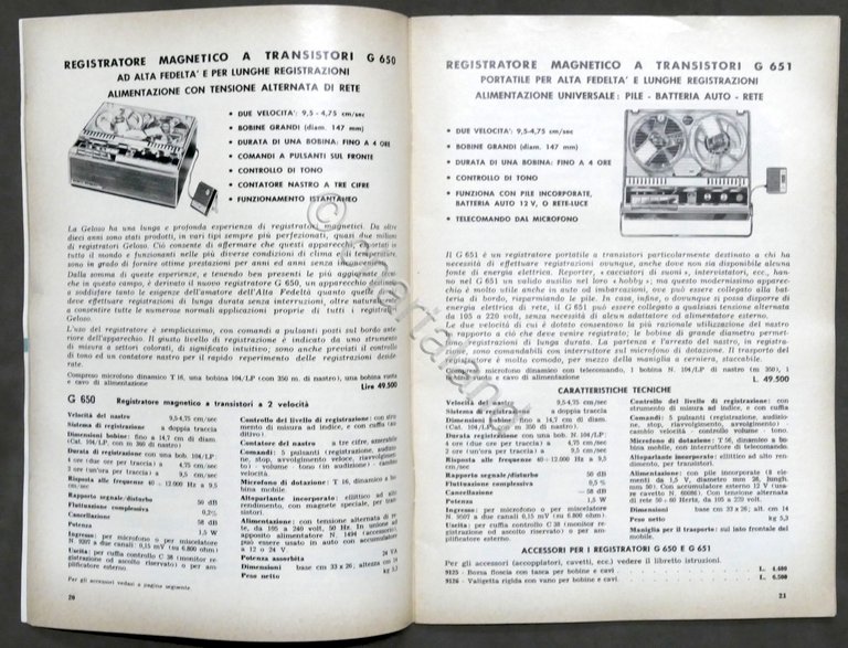 Geloso - Estratto dal catalogo generale apparecchi - Inverno 1966 …