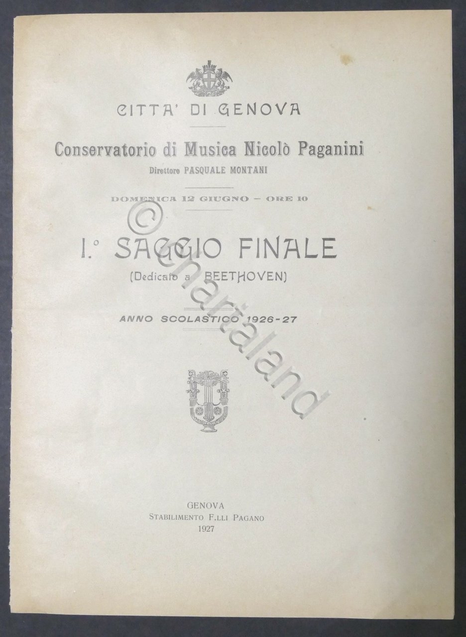 Genova Conservatorio Paganini - 1° Saggio Finale - Programma - …