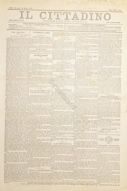 Genova Giornale del Popolo Il Cittadino N. 289 Scomparsa Tesoriere Palermo 1896