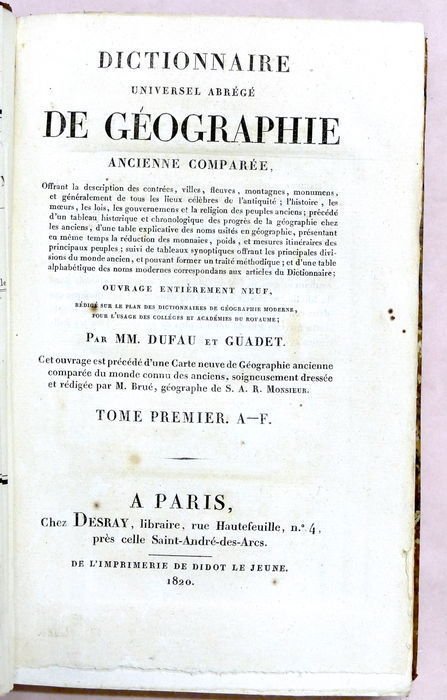 Geografia - Dictionnaire Universel Abrègè de Geographie Ancienne Comparèe - … | Immagine principale
