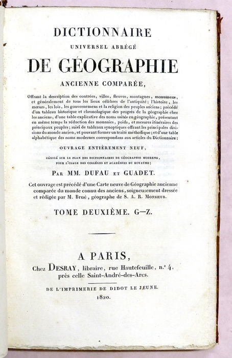 Geografia - Dictionnaire Universel Abrègè de Geographie Ancienne Comparèe - … | Immagine Gallery 2