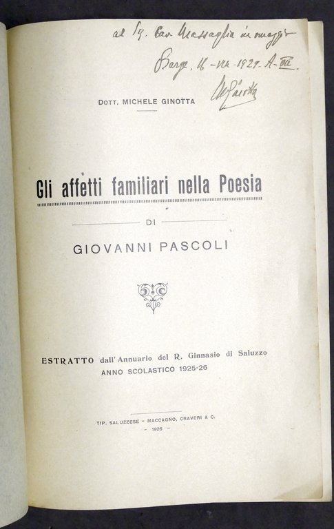 Ginotta Gli affetti familiari nella poesia di Pascoli - 1926 … | Immagine Gallery 2