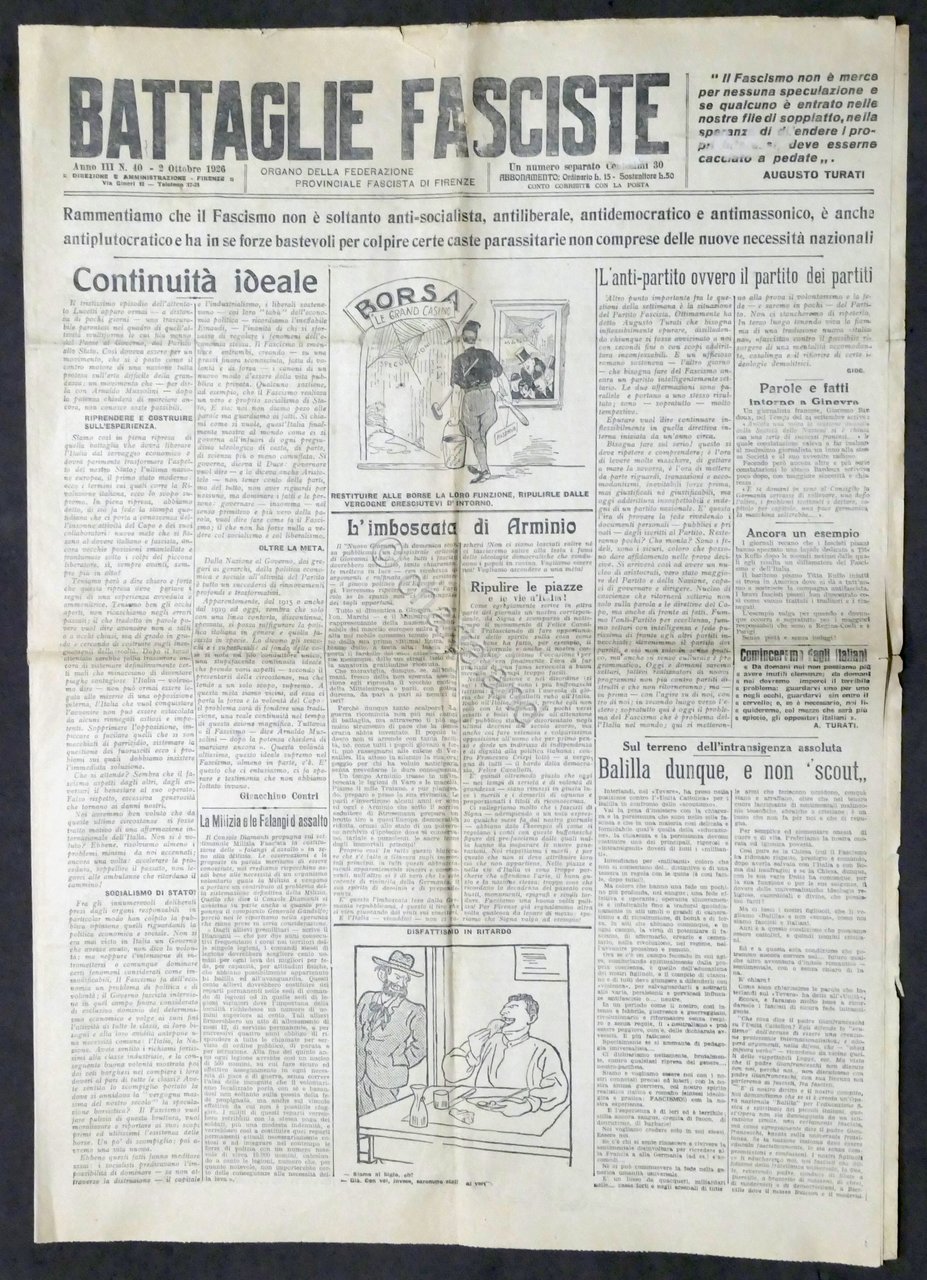 Giornale - Battaglie Fasciste - Anno III - N. 10 …