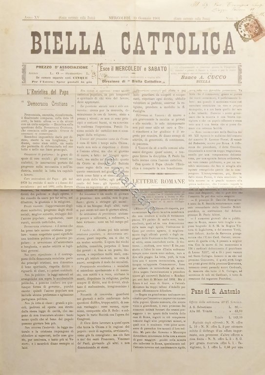 Giornale - Biella Cattolica N. 9 - 1901 Enciclica del …