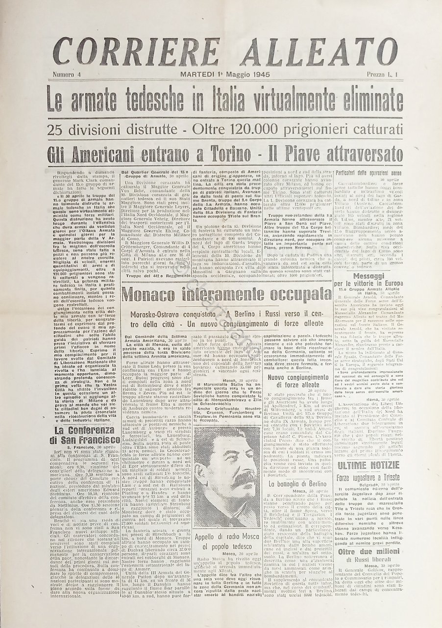 Giornale - Corriere Alleato N. 4 Arme tedesche in Italia …