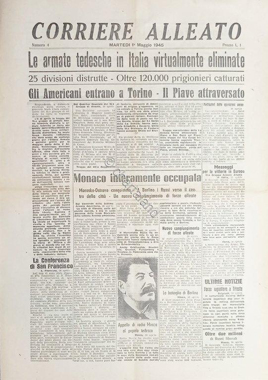 Giornale - Corriere Alleato N. 4 Arme tedesche in Italia …