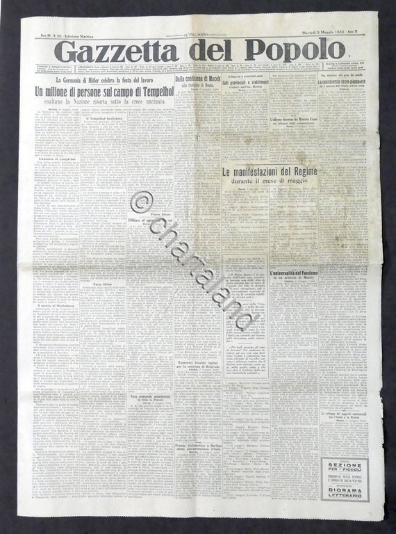 Giornale - Gazzetta del Popolo N. 103 - La manifestazioni …