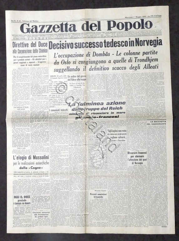 Giornale - Gazzetta del Popolo N. 105 Decisivo successo tedesco …