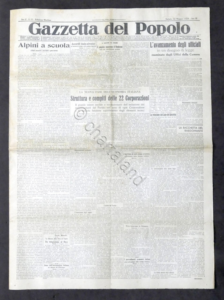 Giornale - Gazzetta del Popolo N. 112 - Struttura e …