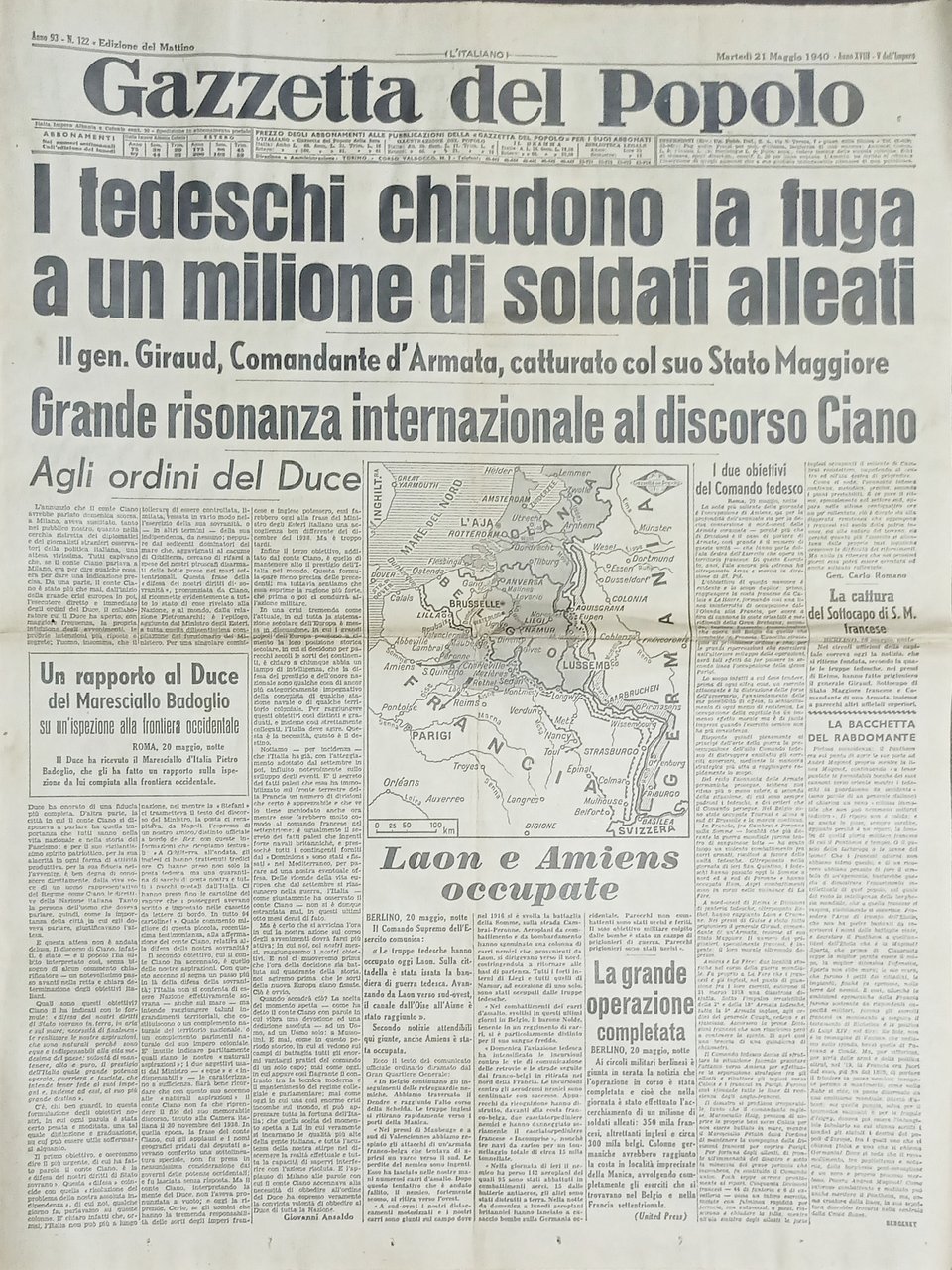 Giornale - Gazzetta del Popolo N. 122 - Grande risonanza …