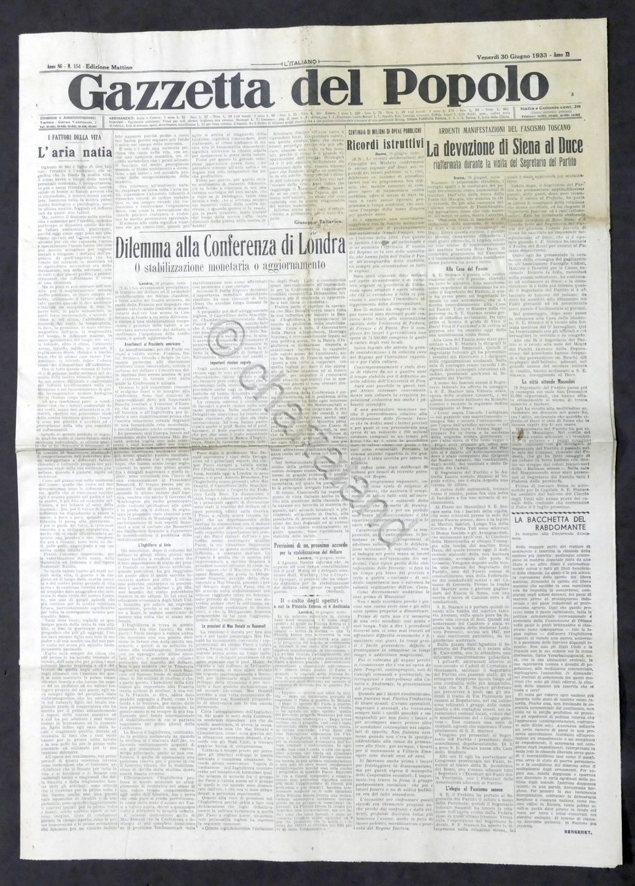 Giornale - Gazzetta del Popolo N. 154 - Dilemma alla …