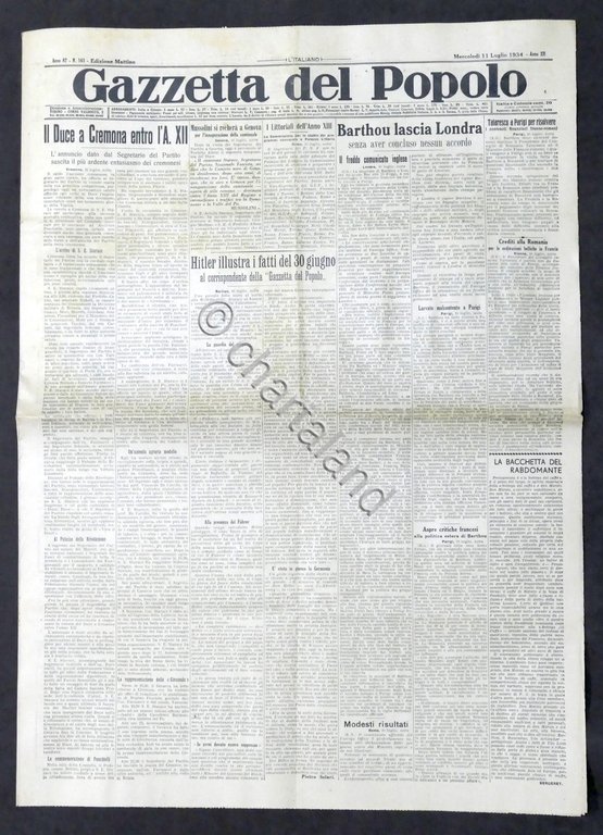 Giornale - Gazzetta del Popolo N. 163 - Duce a …