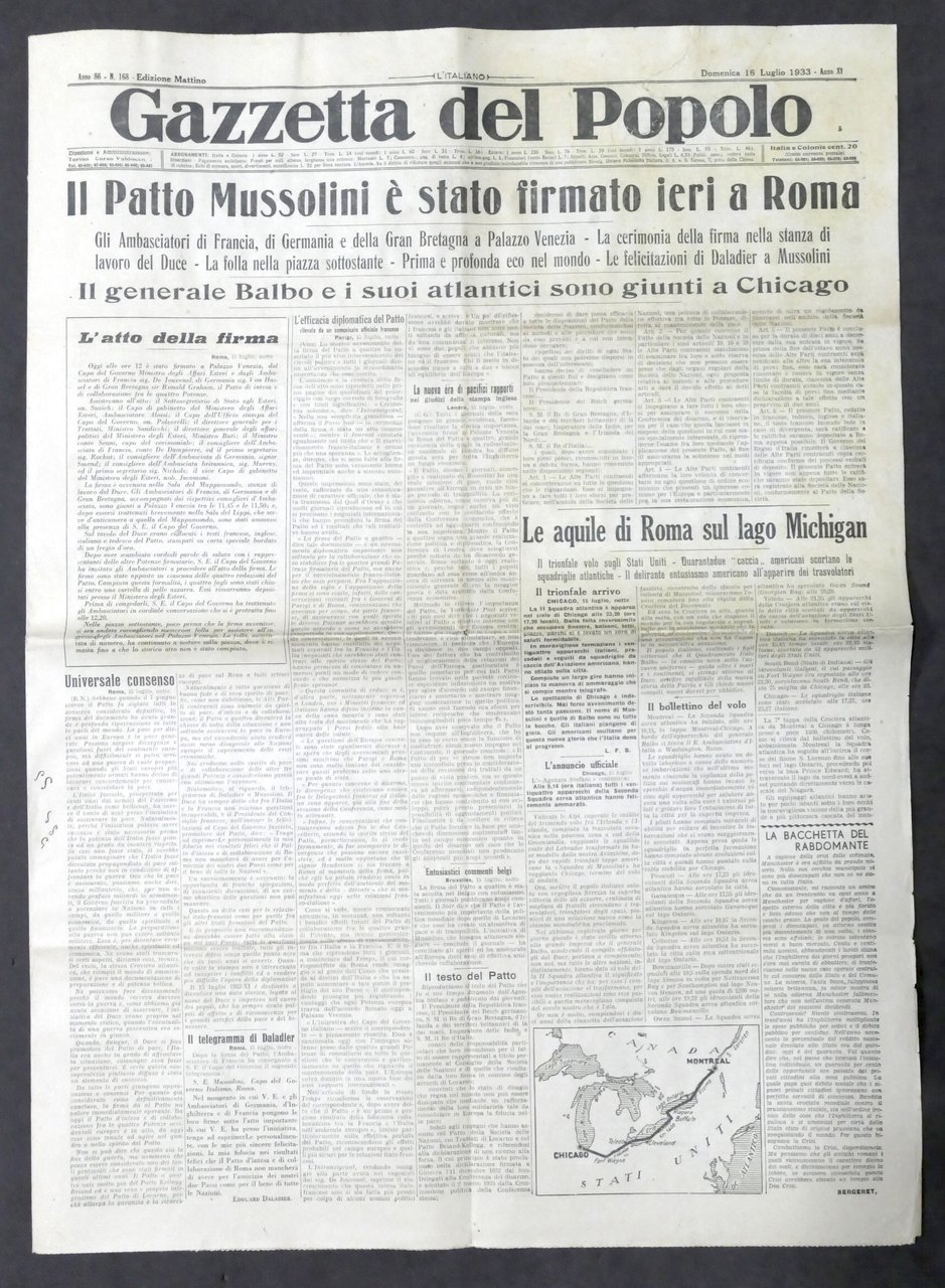 Giornale - Gazzetta del Popolo N. 168 - Il Patto …