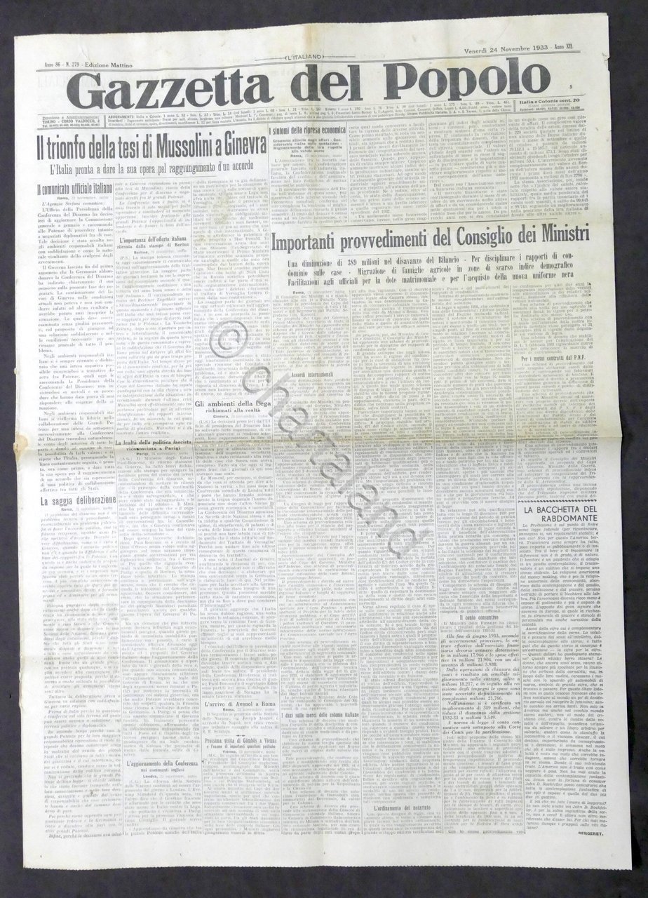 Giornale - Gazzetta del Popolo N. 279 - Trionfo tesi …