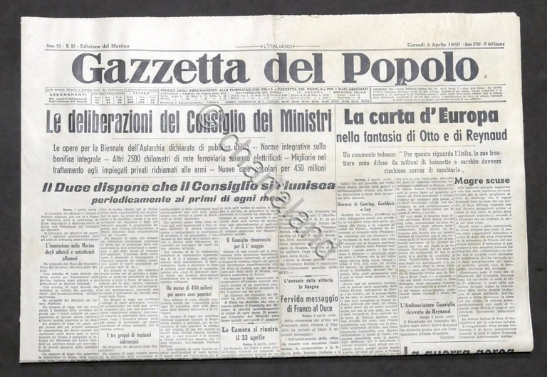 Giornale - Gazzetta del Popolo N. 82 - Deliberazioni Consiglio …