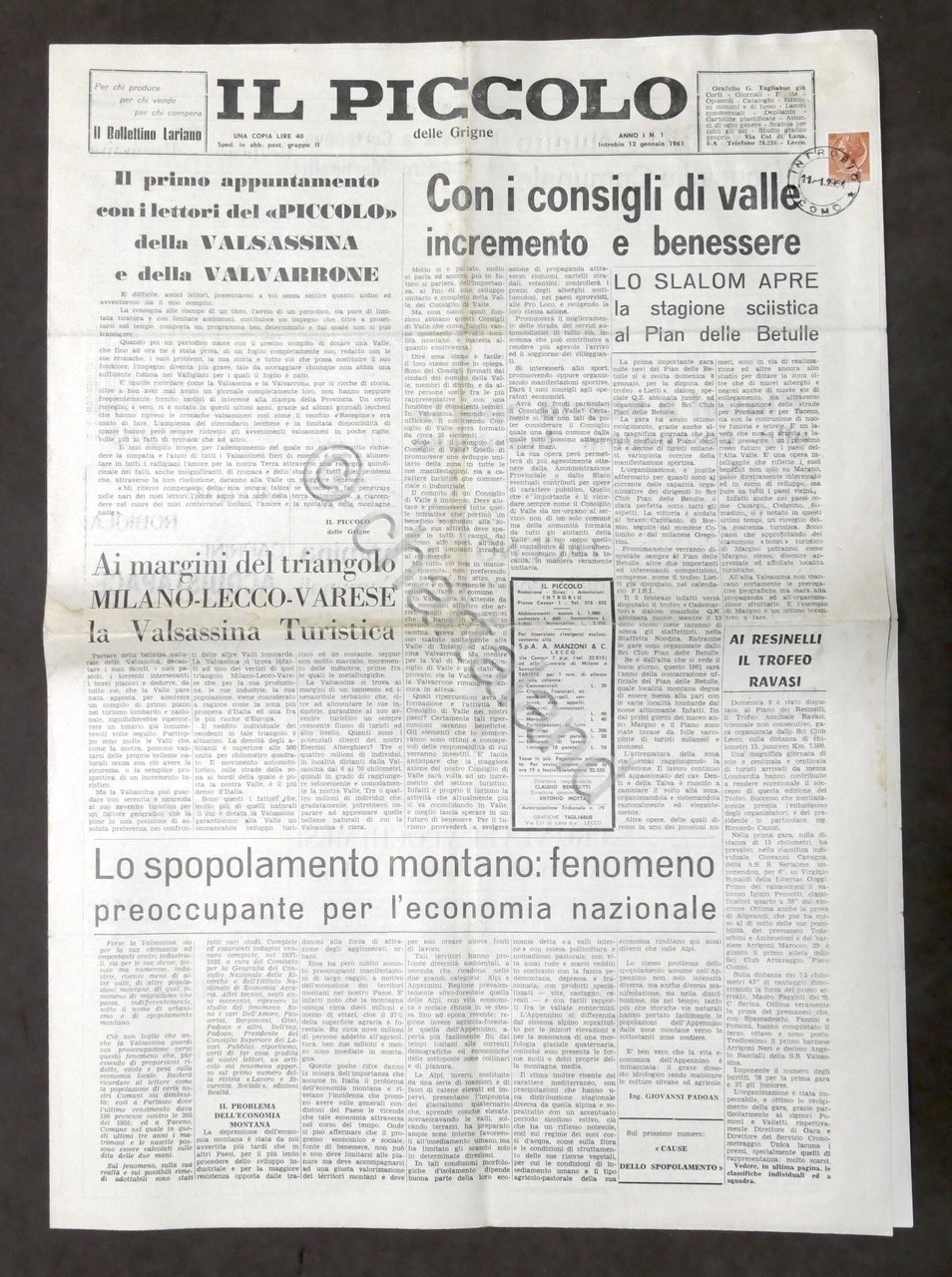 Giornale - Il Piccolo delle Grigne - Introbio - Anno …