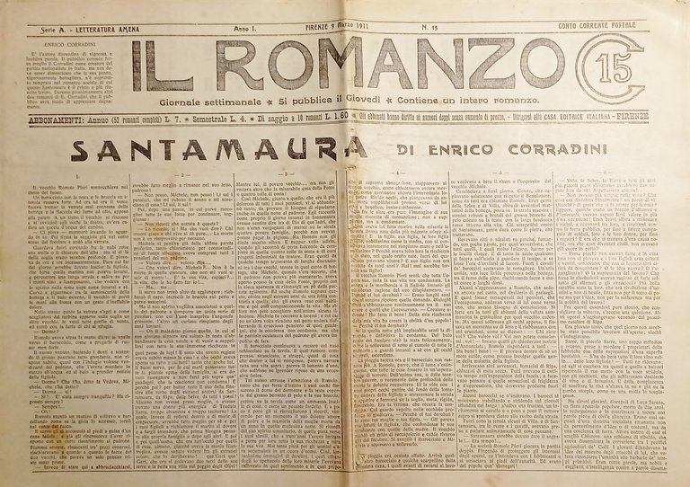 Giornale - Il Romanzo N. 15 - 1911 Santamaura di … | Immagine Gallery 1