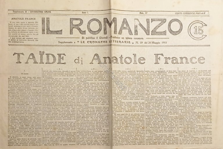 Giornale - Il Romanzo N. 27 - 1911 Taide di …