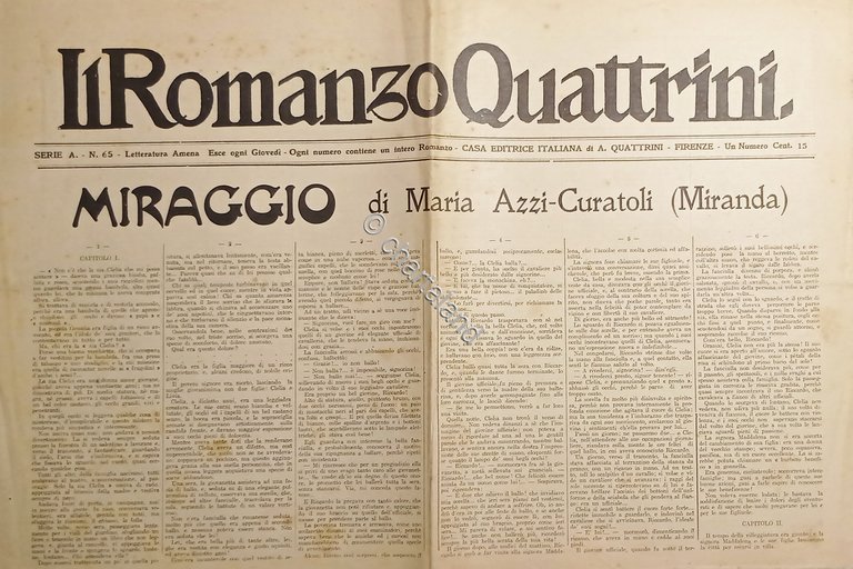 Giornale - Il Romanzo Quattrini N. 65 - 1920 ca. …