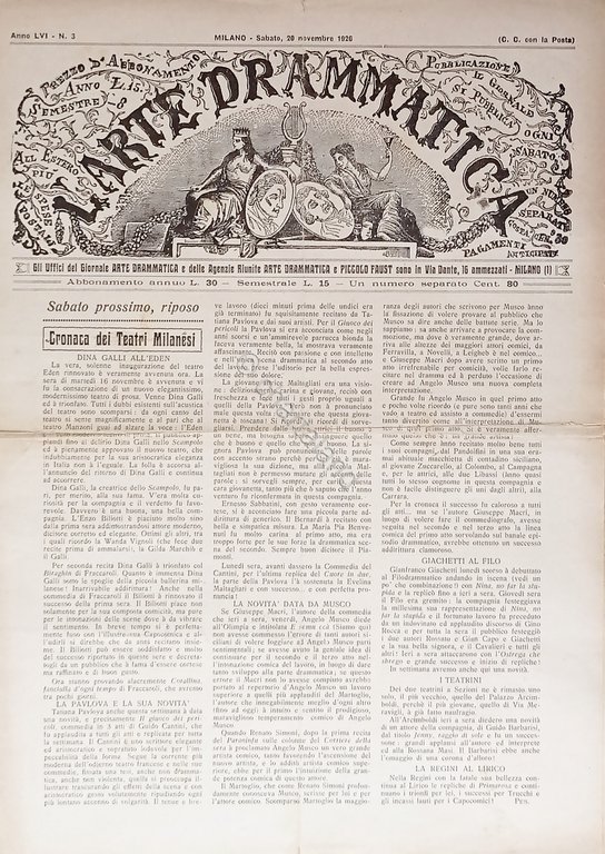 Giornale - L'Arte Drammatica N. 3 - 1926 Cronaca dei … | Immagine Gallery 2
