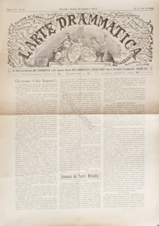 Giornale - L'Arte Drammatica N. 38 - 1927 Cronaca dei … | Immagine Gallery 2