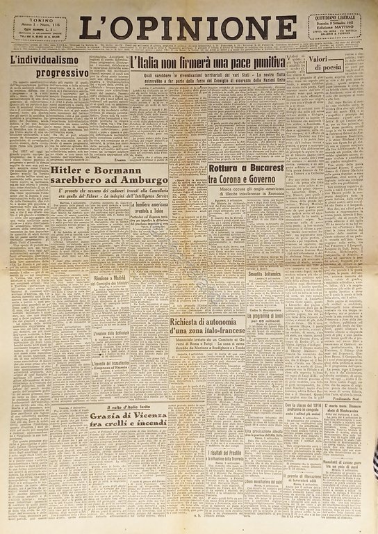 Giornale - L'Opinione N. 115 - 1945 Hitler e Bormann … | Immagine Gallery 2