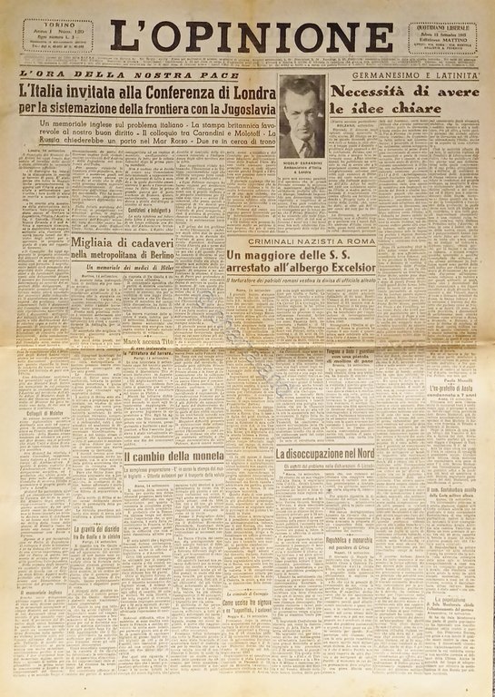 Giornale - L'Opinione N. 120 - 1945 L'Italia invitata alla … | Immagine Gallery 2