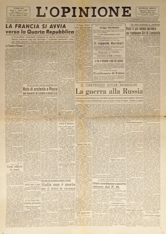 Giornale - L'Opinione N. 152 - 1945 Francia si avvia … | Immagine Gallery 2