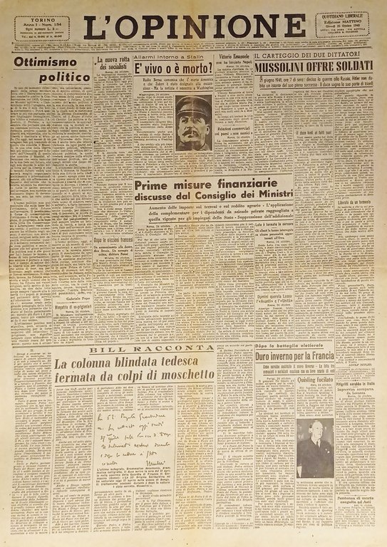 Giornale - L'Opinione N. 154 - 1945 Prime misure finanziarie 