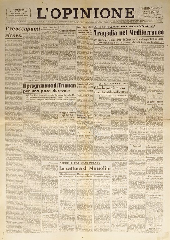 Giornale - L'Opinione N. 157 - 1945 Tragedia nel Mediterraneo | Immagine Gallery 2