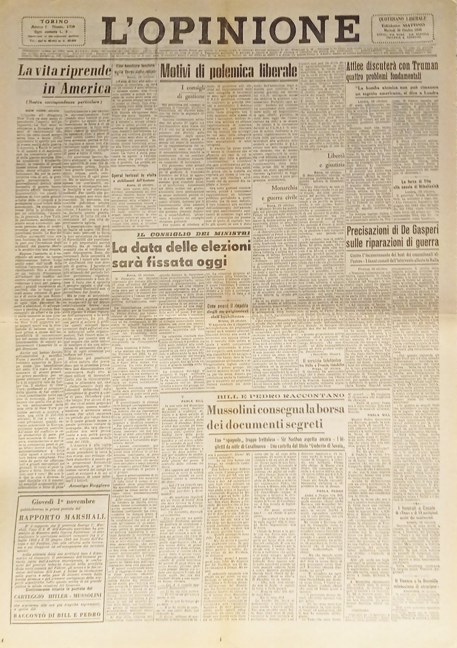 Giornale - L'Opinione N. 158 - 1945 La vita riprende … | Immagine principale
