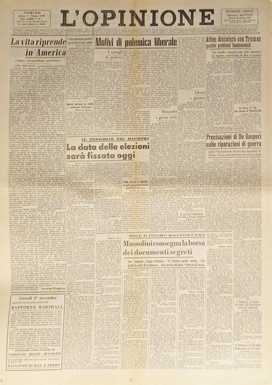 Giornale - L'Opinione N. 158 - 1945 La vita riprende in America