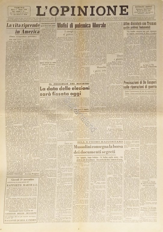 Giornale - L'Opinione N. 158 - 1945 La vita riprende … | Immagine Gallery 2
